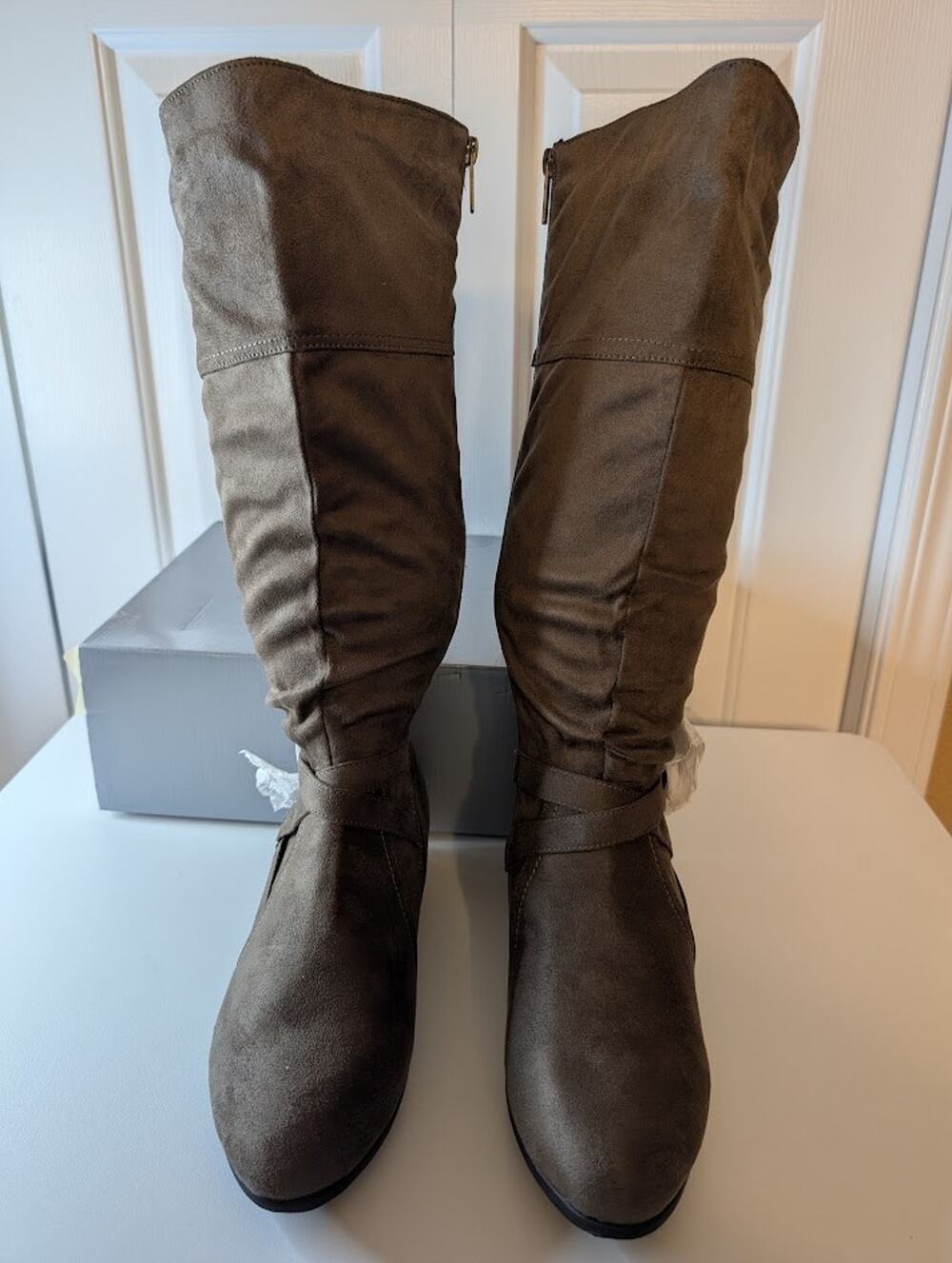 Cloudwalkers Avenue Colby Tall Ruched Boots Taupe Women’s 8.5W Wide Calf